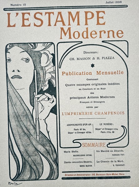 Alphonse Mucha (1860–1939) - L'Estampe Moderne Magazine Cover (July 1898) - Color Lithograph (1898)