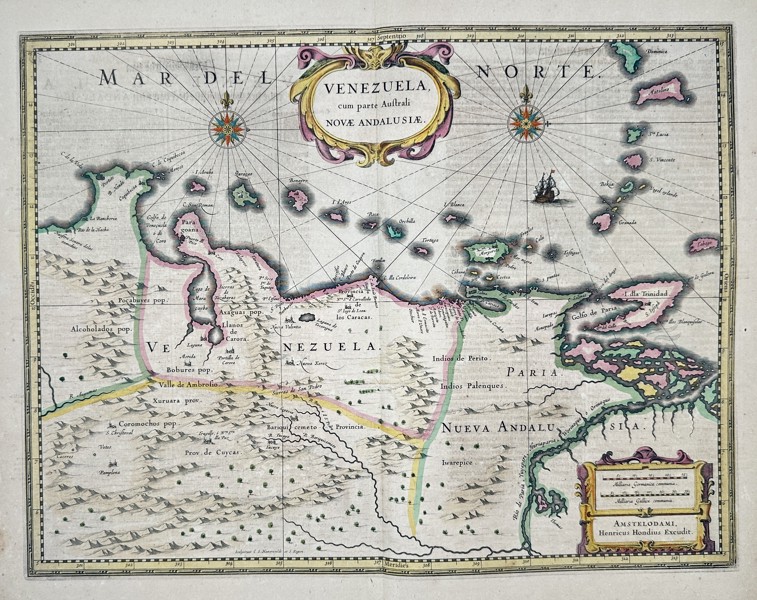 Johannes Janssonius (1588–1664) - Map of Venezuela and Nueva Andalucia - Hand-colored Engraving (Mid-17th Century)