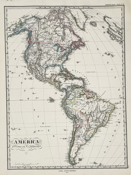 Adolf Stieler (1775–1836) - Map of the Americas - Hand-colored Engraving (Early 19th Century)