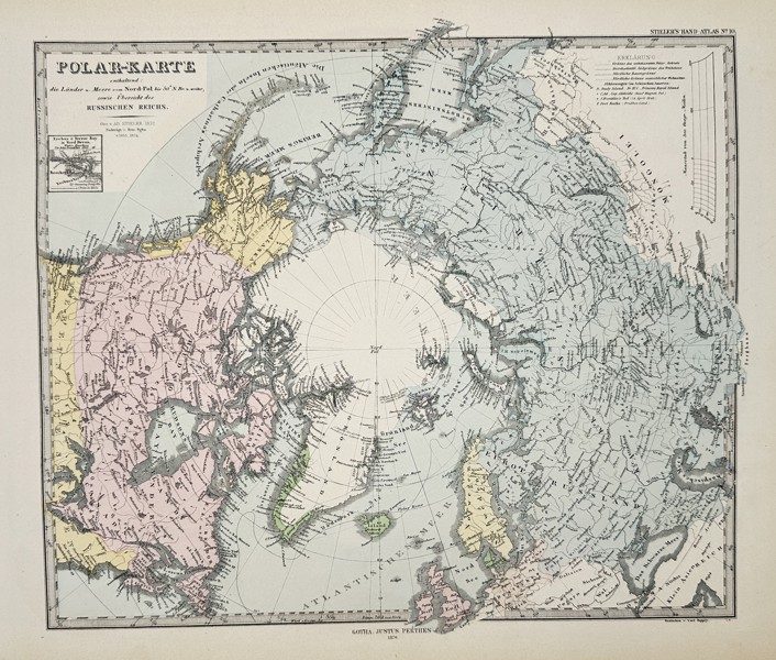 Adolf Stieler (1775–1836) - Map of the Arctic Polar Regions - Hand-colored Engraving (Early 19th Century)