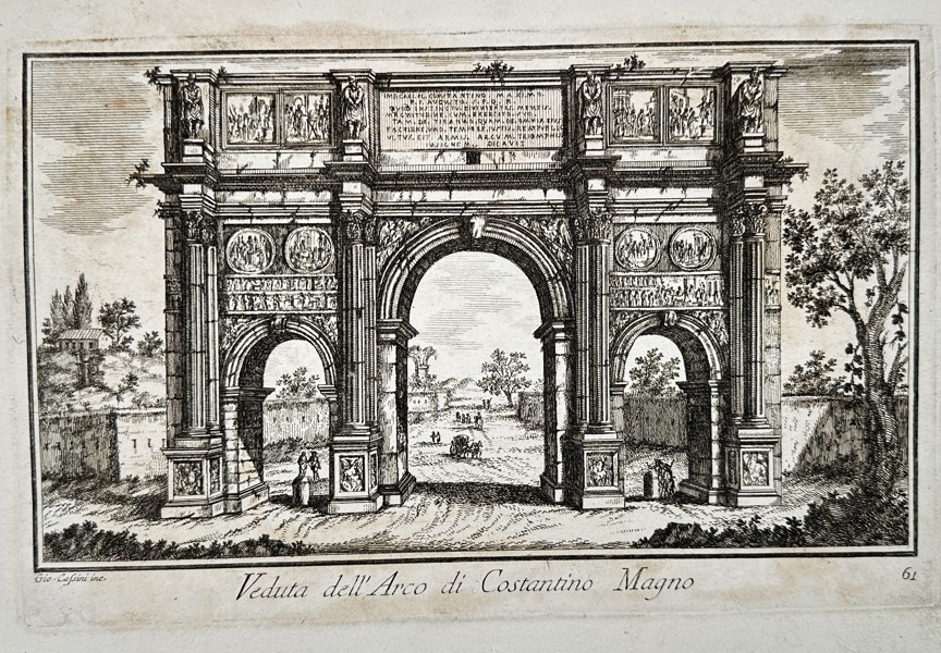 Giovanni Domenico Cassini (1625–1712) - View of the Arch of Constantine the Great - Copperplate Engraving (Mid-18th Century)