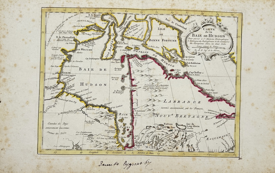 Jacques Nicolas Bellin - A. Krevelt - Map of Hudson's Bay, Labrador - Canada