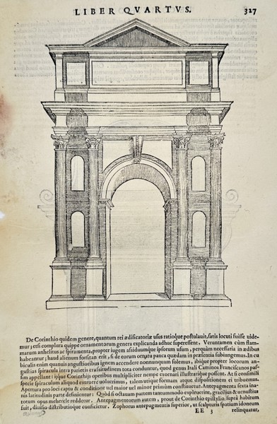 Sebastiano Serlio (1475–1554) - Design for a Complex Roman Portal Structure - Woodcut (16th Century)
