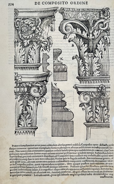 Sebastiano Serlio (1475–1554) - Details of the Composite Order Capital - Woodcut (16th Century)