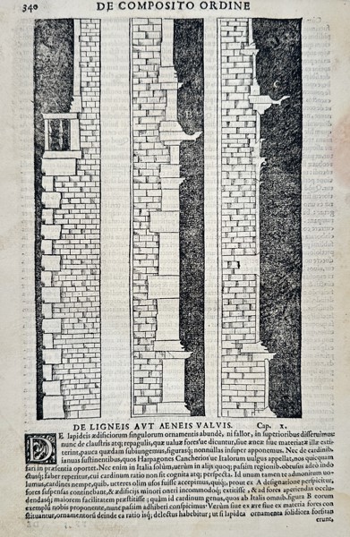 Sebastiano Serlio (1475–1554) - Study of Composite Order Columns and Masonry - Woodcut (16th Century)