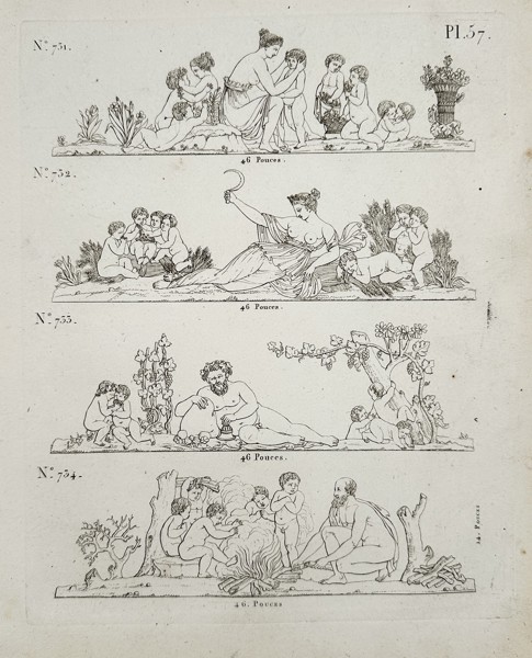 Joseph Beunat (19th century) - Frieze Designs with Mythological and Pastoral Figures - Copperplate Engraving (Early 19th Century)