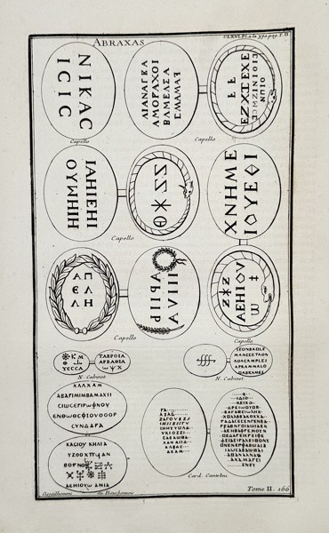 Bernard de Montfaucon (1655–1741) - Studies of Inscribed Gnostic Amulets and Gems - Copperplate Engraving (Early 18th Century)